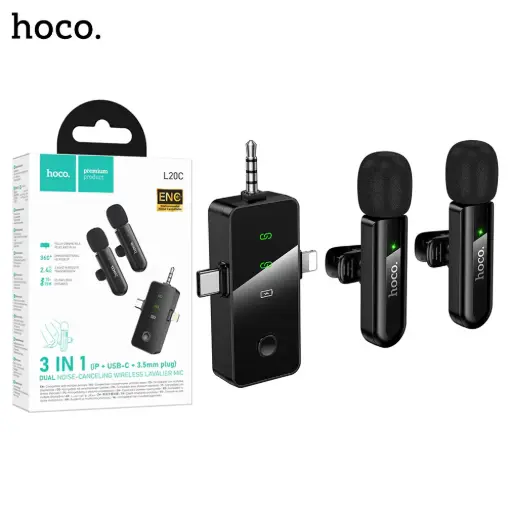 [109470] Hoco L20C Dual-Mic Wireless Microphone (iP/Type-C/3.5)